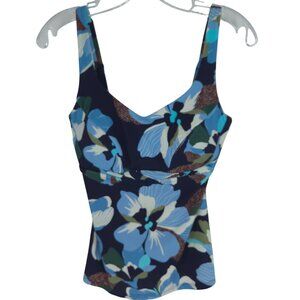 Athleta Bondi Bra Cup Tankini Top Only Blue Floral Beach Party Sporty Feminine M